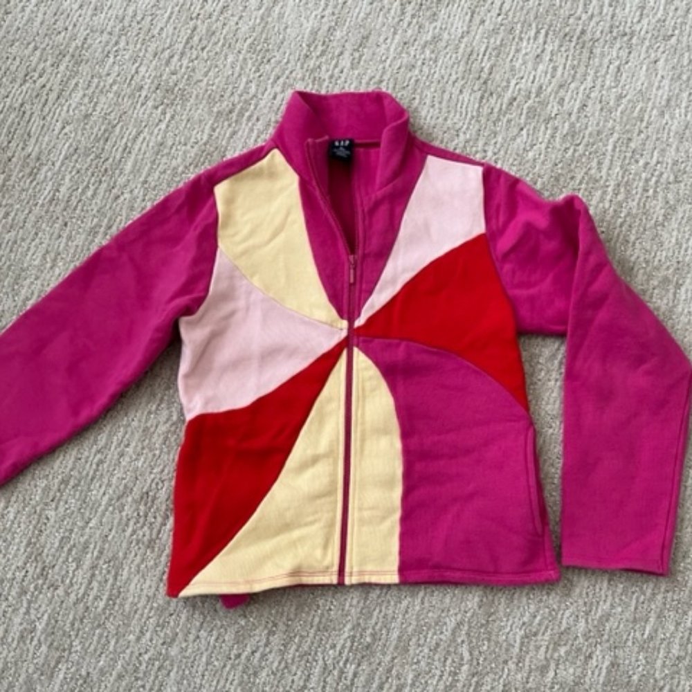 Gap kids girl size 10 fleece jacket zip pink red